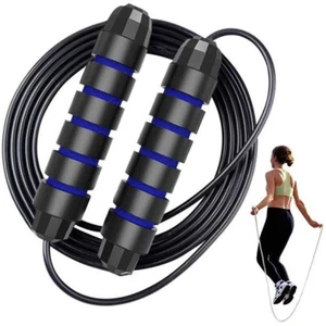Professional Gym Adjustable Jump Rope - Black/Blue, Memory Foam Handles - Picture 1 of 5