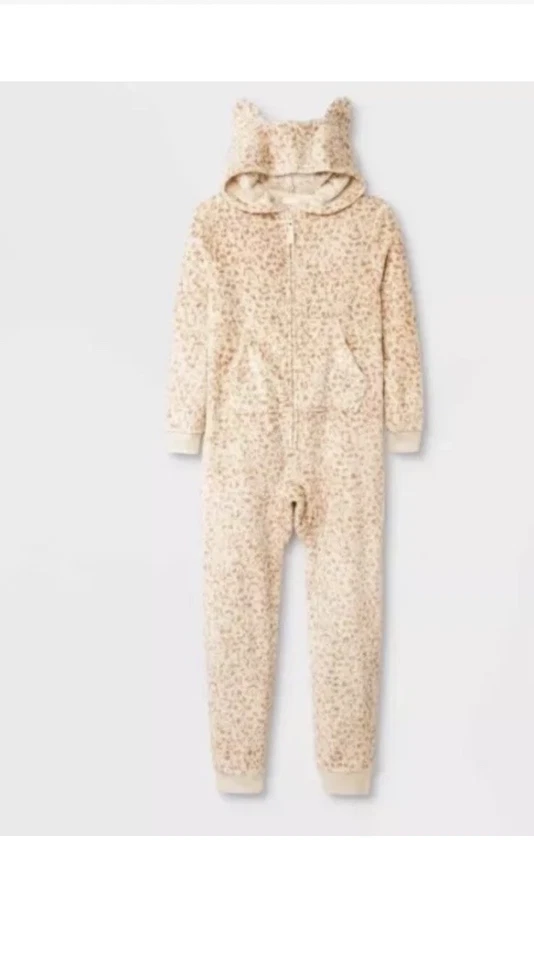 Девочек животных гепард печати пижамы цельный уши Cat & Jack новый с Ярлыками несколько размеров - Изображение 1 из 4