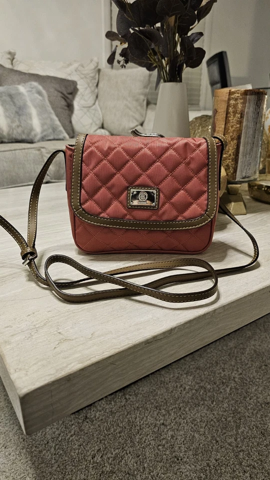 Nuevo Bolso Bandolera Bogner Rosa Acolchado Borde de Cuero, Bolso de Mano de Diseñador #D Foto 1 de 4