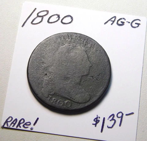 1800 100% ORIGINAL NEVER CLEANED AG - G DRAPED BUST CENT !!!!!!!!!!!!!!!!!!!!!!! Cover