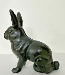 Antique Brown Cast Iron Bunny Rabbit Still Coin Bank approx. 4.5" x 4" x 2" - Picture 1 of 7