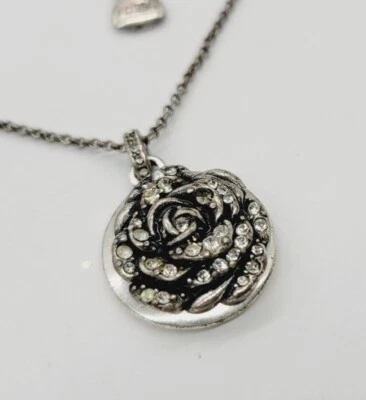 FOSSIL Rose Pendant Necklace Silver tone With Crystal Accents Live in Sunshine - Image 1 of 4
