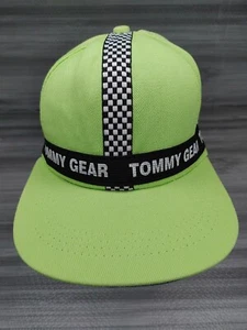 "Vintage" Tommy Gear Chartreuse Grn Adjustable Racing Stripe Hat MADE IN U.S.A.  - Picture 1 of 12