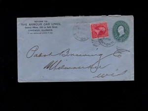 Armour Car Lines Chicago IL 1895 Station K Uprated Blue PSE Cover 4j - Picture 1 of 2