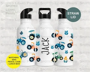 Botella de agua Tractor personalizada para niños l botella de bebidas de regreso a la escuela - Imagen 1 de 4