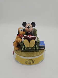 Vintage Rare Mickey Pluto 65th Anniversary Music Box Bisque Figurine (Working) - Picture 1 of 9