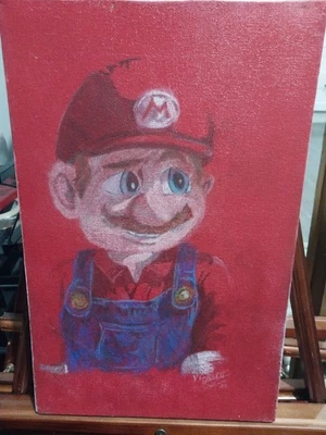 Arte pastel Super Mario de 1 pé x 2 pés por Dk Shed como parte de suas cores de culto pop - Imagem 1 de 2