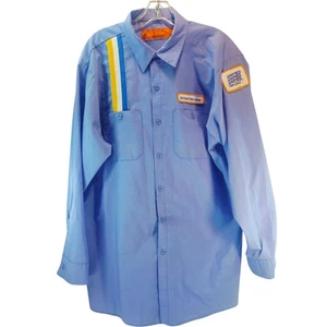 VTG Red Kap Uniform Work Shirt Men's XL Blue Button Up United Van Lines Stripe - Picture 1 of 13