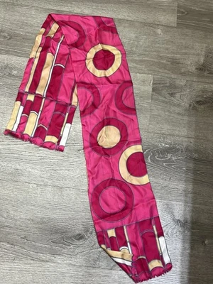 vintage op art 60s 100% silk scarf pink dress fancy party - Image 1 of 4