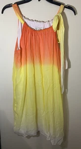 Alice + Olivia Yellow Orange Medium Silk Lined Chiffon Shoulder Tie Flowy tunic - Picture 1 of 7