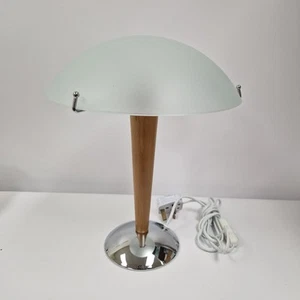 Lampada vintage Ikea KVINTOL legno faggio vetro cromato art deco fungo lampada da tavolo - Foto 1 di 14