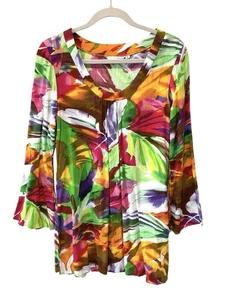 Jams World 50 Years • Hawaii • ISLAND BREEZE • V-Neck Dress Long Sleeve Small - Picture 1 of 8