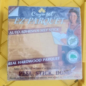  Vintage Cryntel EZ Parquet Self Stick Tiles~chestnut~ 10 (12x12) Tiles - Picture 1 of 2