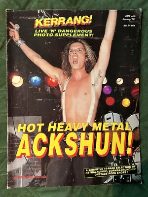 KERRANG U.K. Metal Magazine Hot Heavy Metal Ackshun Full color Photos Crue 1991 - Image 1 of 4