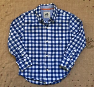 Mini Boden Blue White Checked Button Down Collared Shirt, Size 4/5 - Picture 1 of 3