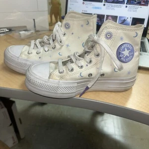 Women's CONVERSE Platform Lift Stars Crystal Energy Celestial Shoes Size 5 - Picture 1 of 5