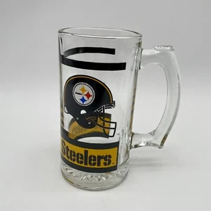 Vintage Pittsburgh Steelers NFL Football 12oz Glass Beer Stain Mug 5.5" Tall - Picture 1 of 8
