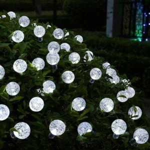 60 bolas LED solares fiesta hada luces de cuerda al aire libre para patio y jardín - Imagen 1 de 4