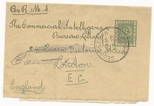 British Guiana H&G #1 Wrapper Green & Cream to London England - Picture 1 of 2
