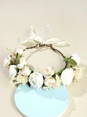 Diadema floral corona rosa flor niña diadema boda fiesta guirnalda para el cabello Foto 1 de 3