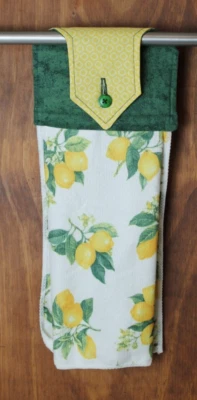 TOALLA DE MANO AMARILLO LIMÓN Y BLANCO HECHA A MANO COLGANTE COCINA TOALLA IMPRESIÓN LIMÓN Foto 1 de 4