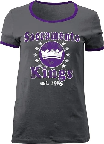 5th & Ocean Ladies Baby Jersey Short Sleeve Ringer Tee-Sacramento Kings-Size L Cover
