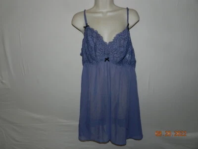 Lencería Cacique Babydoll Talla 18/20 Polvoriento Lavanda Bordado Ribete Encaje Malla  Foto 1 de 4