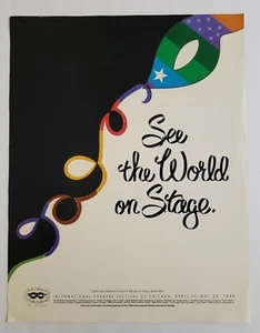 Vintage 1988 International Theatre Festival of Chicago Original Poster 17" x 22" - Bild 1 von 4