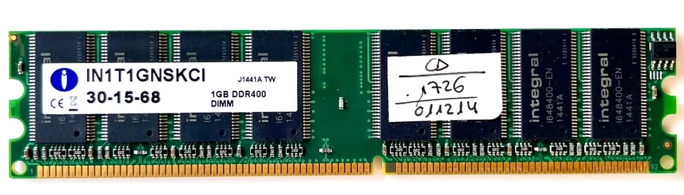 Memoria Ram INTEGRAL IN1T1GNSKCI 1GB DDR400 DIMM PC-3200 - Imagen 1 de 1