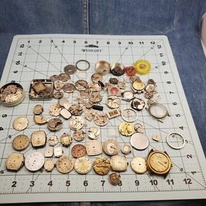 LOT OF 1Lb VINTAGE MECHANICAL WATCH PARTS;LONGINES,WALTHAM, STUART FOR PARTS - Picture 1 of 10
