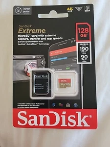 Tarjeta micro SDXC Sandisk 128 GB Extreme A2 V30 UHS-I U3 hasta 190 MB/s sellada - Imagen 1 de 3