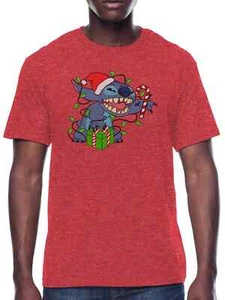 Disney Mens Lilo & Stitch Merry Stitchmas Christmas Lights Shirt New S-3XL - Picture 1 of 5