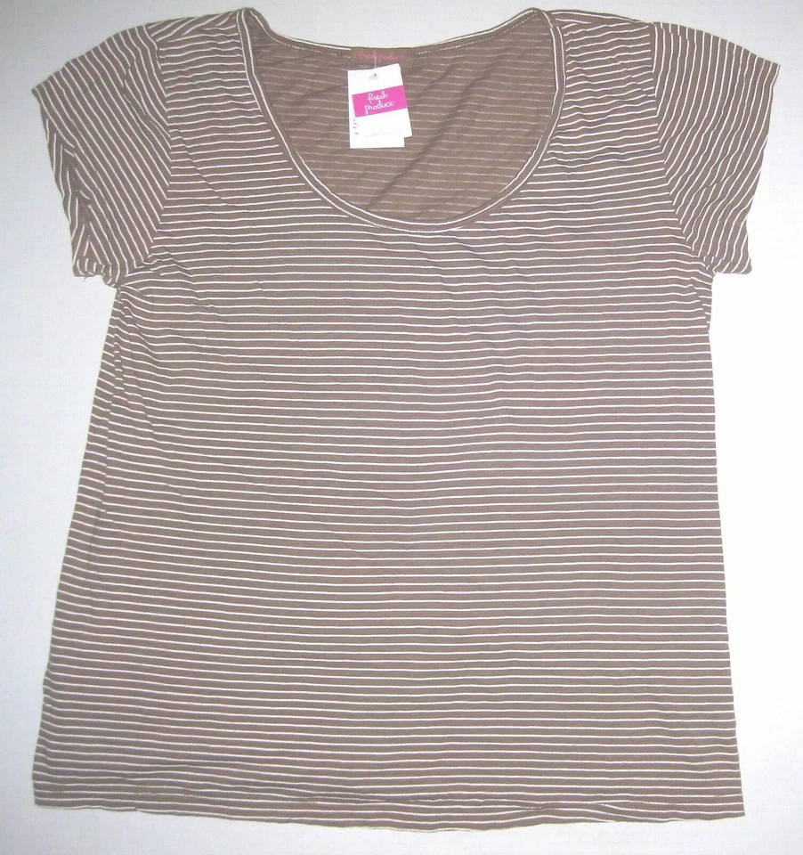 FRESH PRODUCE Desierto Marrón PEQUEÑO De Colección A Rayas Slub Algodón Scoop Top Nuevo con Etiquetas S Foto 1 de 1