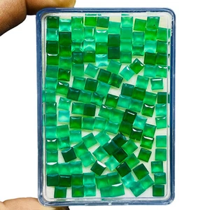 100 Pcs Natural Green Onyx 5mm Square Cut Top Quality Loose Untreated Gemstones - Picture 1 of 8