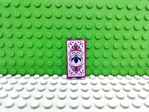 Lego 1 Magenta 2x4 Tile with Sticker Flower Floral - Picture 1 of 1