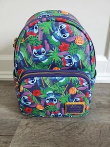 Lilo & Stitch Hula Tropical Floral Leaves Disney Loungefly Mini Backpack LE 600 - Picture 1 of 7