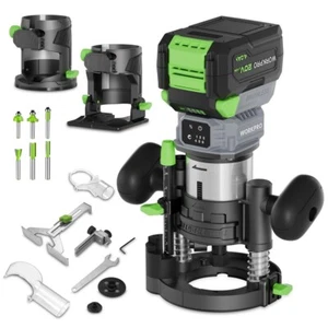 WORKPRO 20V Cordless Compact Router Tool 6 Speed 30000RPM Trim Wood Router 6 Bit - Picture 1 of 10