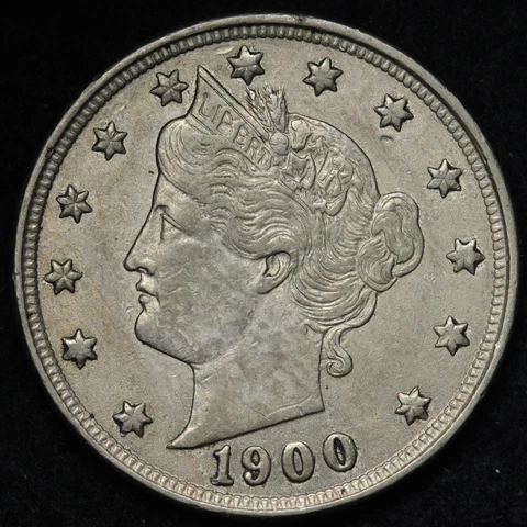 1900 Liberty V Nickel CHOICE AU E158 RANL Cover