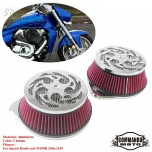 Motorcycle Dual Air Intake Filter Air Cleaner For Suzuki Boulevard M109R 2006-19 - Picture 1 of 7