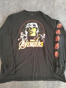 AVENGERS END GAME MARVEL IRON MAN CAPTAIN AMERICA THANOS Long Sleeve Men's XL - Picture 1 of 7