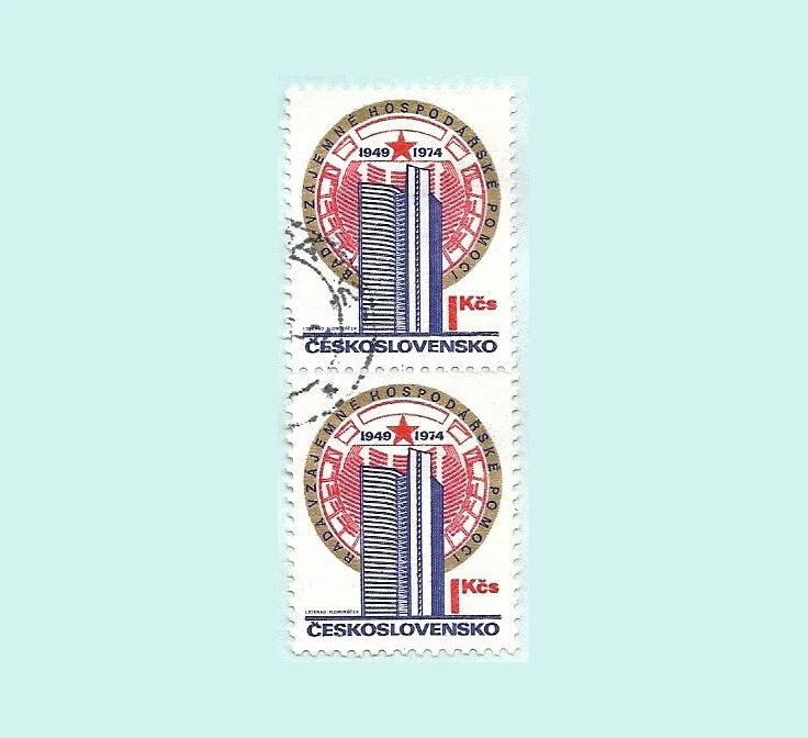 Czechoslovakia CSSR 1974 1Kcs Council for Mutual Economic Used postal stamps x2  - Image 1 of 1