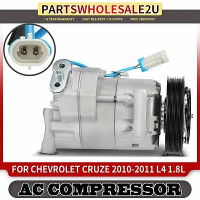 A/C Compressor w/ Clutch for Chevrolet Cruze LS Model 2010-2011 L4 1.8L 6-Groove - Image 1 of 4