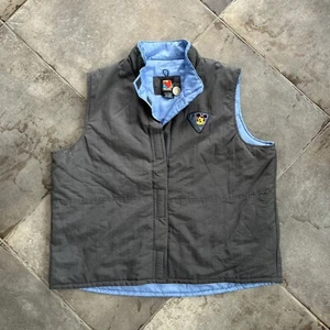 Vtg 90s Disney Mickey Mouse Reversible Puffer Vest Grey & Blue Size XL - Picture 1 of 10