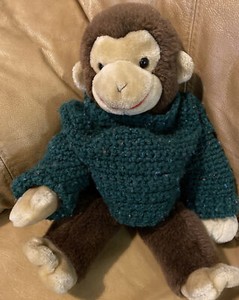 Rare Curious George Gund Plush 16” Style Crocheted Sweater