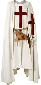 Abrigo túnica cruzado caballero templario medieval y capa recreación SCA Larp - Imagen 1 de 5