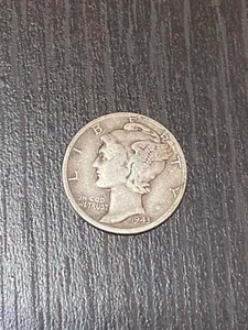 MERCURY DIME 1943-S COIN - F(Fine) with 90% Silver & 10% Copper Content - Picture 1 of 2