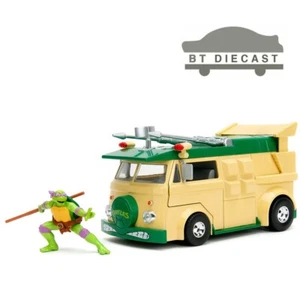 JADA TNMT NINJA TURTLES PARTY WAGON 1/24 w/ DONATELLO FIGURE GREEN / BEIGE 34529 - Picture 1 of 6