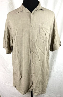 Camisa Verde Bambú Taupe Marrón Botón Frontal Bambú/Algodón S/S XL Foto 1 de 3