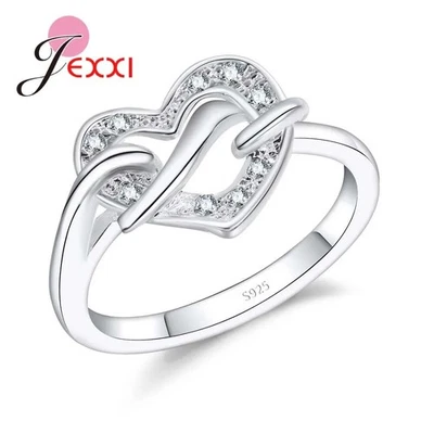 Love Heart Rings 925 Sterling Silver One Love Heart Women Jewelry Wedding Party - Image 1 of 4