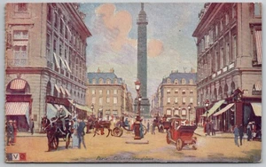 c1910 Paris France Rue de Castiglione Place Vendome Horse Drawn Old Cars UNP - Bild 1 von 2